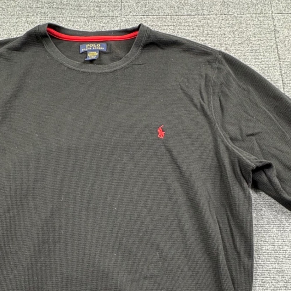 Polo Ralph Lauren Mens XL Black Waffle Knit Thermal Long Sleeve Sleepwear Shirt